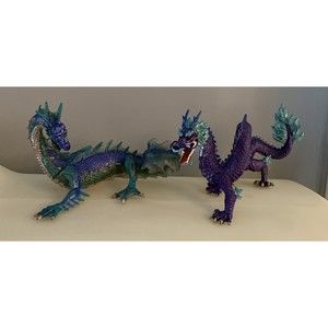 Safari LTD Lot of 2 Figures  Mythical Blue Sea Dragon+  Purple Chinese Dragon